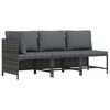 vidaXL 3-tlg. Garten-Lounge-Set mit Kissen Poly Rattan Grau