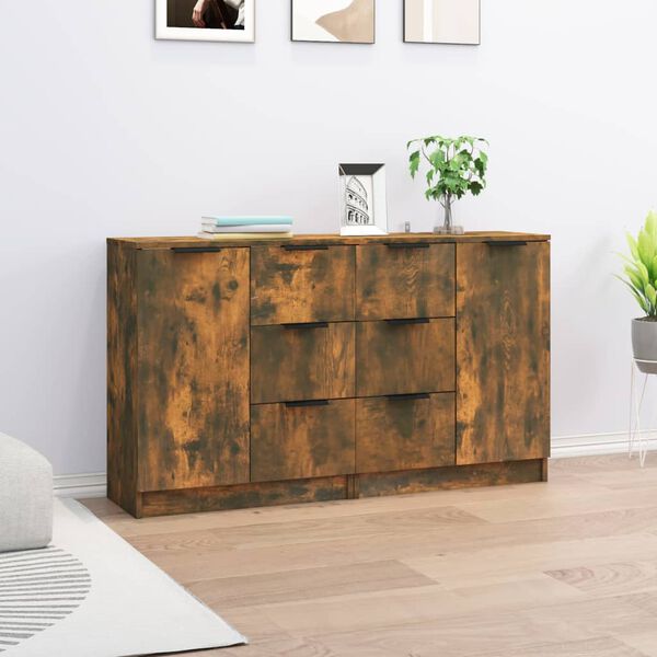 vidaXL Sideboards 2 Stk. R&auml;uchereiche 60x30x70 cm Holzwerkstoff