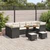 vidaXL Garten-Sofa-Set mit Kissen 10 pcs Schwarz und Creme