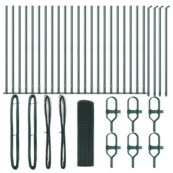 vidaXL Zaunpfosten Gr&uuml;n 50 x 1 m (16 x 16 mm Maschen) Stahl und PVC