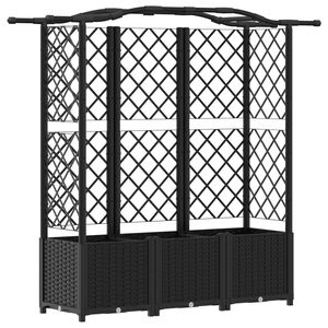 vidaXL Hochbeet mit Rankgitter und Dach Schwarz 163 x 40 x 138 cm PP