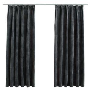 vidaXL Verdunkelungsvorh&auml;nge mit Haken 2 Stk. Samt Anthrazit 140x175cm