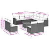 vidaXL 12-tlg. Garten-Sofagarnitur mit Kissen Schwarz Poly Rattan