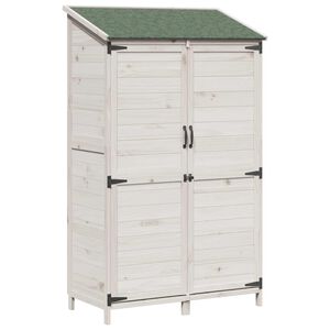 vidaXL Gartenschuppen Wei&szlig; 106,5 x 56 x 176 cm Massivholz aus Fichte