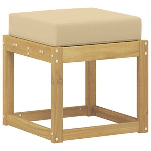vidaXL Outdoor Hocker Bank Massivholz Akazie Wei&szlig; gewaschen und Beige