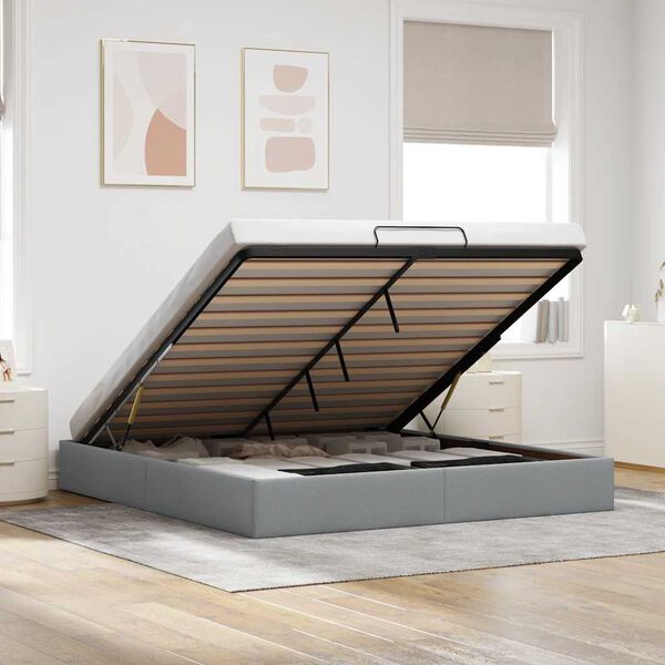vidaXL Ottoman-Bett ohne Matratze Hellgrau 160x200 cm Stoff