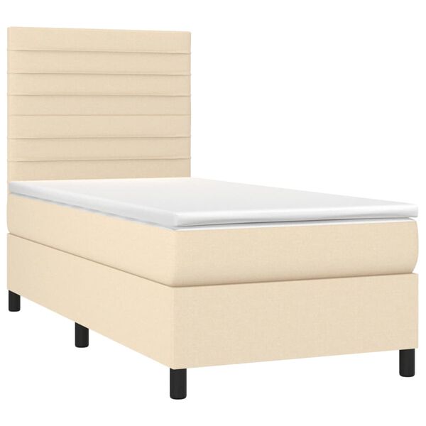 vidaXL Boxspringbett mit Matratze & LED Creme 80x200 cm Stoff