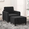 vidaXL Sessel mit Hocker Schwarz 60 cm Samt