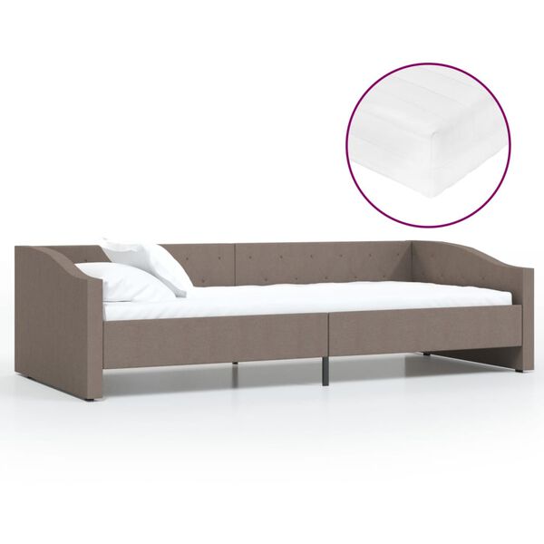 vidaXL Tagesbett mit Matratze USB Taupe Stoff 90x200 cm