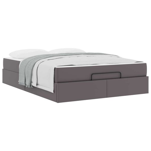 vidaXL Bettgestell mit Matratze mit Matratze 2 pcs Grau PVC