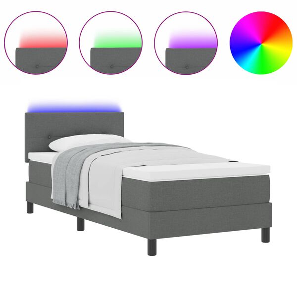 vidaXL Boxspringbett mit Matratze Dunkelgrau 80 x 200 cm Stoff