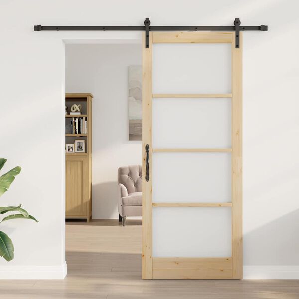 vidaXL Schiebet&uuml;r ORKDAL Nat&uuml;rlich und Schwarz 86 x 211 cm