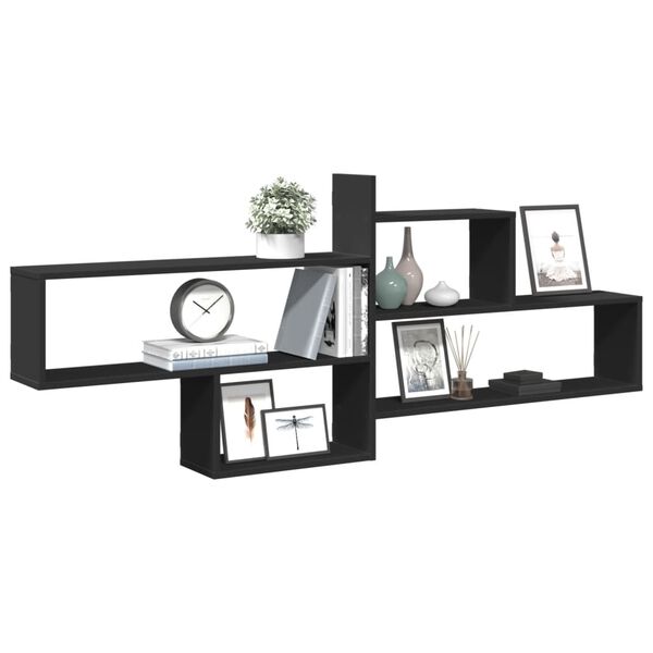 vidaXL Wandregal Schwarz 167,5x18x68 cm Holzwerkstoff