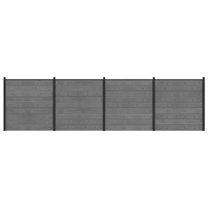 vidaXL zaunset 699 x 186 cm WPC und Aluminium Grau