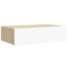 vidaXL Wandmontiertes Schubladenregal Eiche und Wei&szlig; 40 x 23,5 x 10 cm MDF