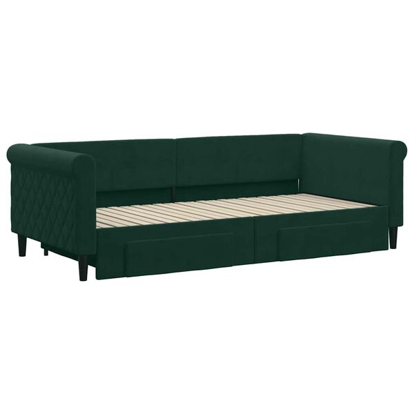 vidaXL Tagesbett Ausziehbar mit Schubladen Dunkelgr&uuml;n 90x200 cm Samt
