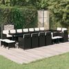 vidaXL 19-tlg. Garten-Essgruppe mit Kissen Poly Rattan Schwarz