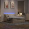 vidaXL Ottomane Bett mit Matratze & LEDs Creme 140x200 cm Stoff