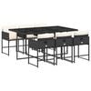 vidaXL 7-tlg. Garten-Essgruppe mit Kissen Schwarz Poly Rattan