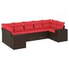 vidaXL 7-teiliges Gartensofa-Set mit Kissen, braun, Polyrattan