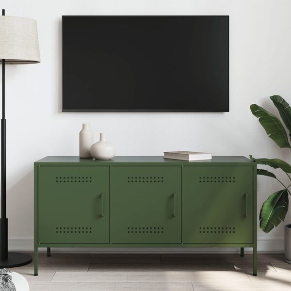 vidaXL TV-Schrank Olivgr&uuml;n 100,5x39x50,5 cm Stahl