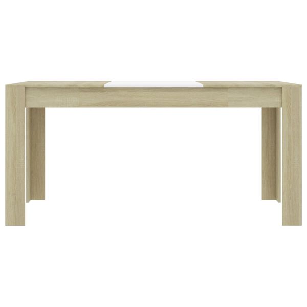 vidaXL Esstisch Wei&szlig; und Sonoma-Eiche 160x80x76 cm Holzwerkstoff