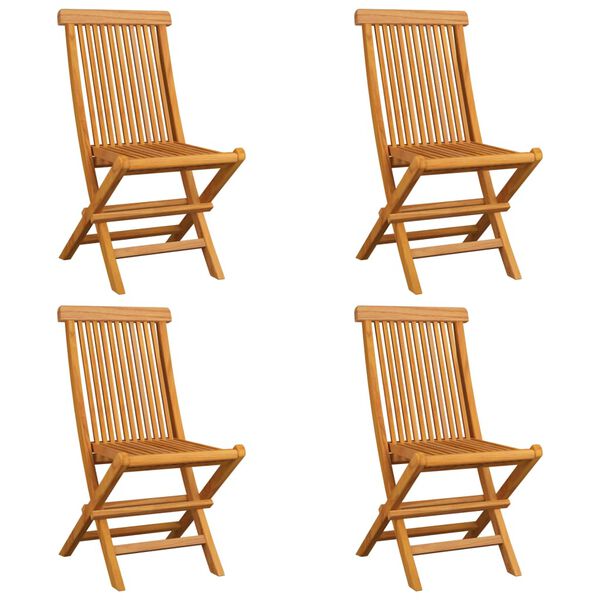 vidaXL Gartenst&uuml;hle mit Beige Kissen 4 Stk. Massivholz Teak