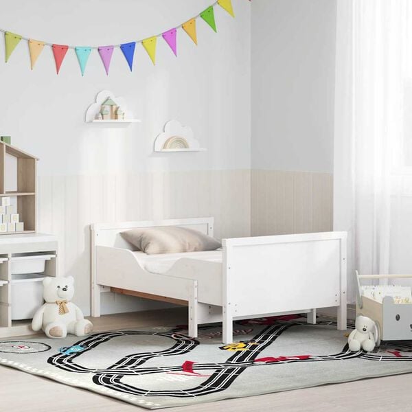 vidaXL Bettrahmen mit Matratze Wei&szlig; 80 x 200 cm Massives Kiefernholz