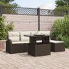 vidaXL Garten-Sofa-Set mit Kissen mit Speicher 6 pcs Braun Poly Rattan