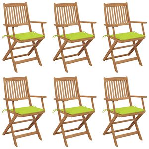 vidaXL Klappbare Gartenst&uuml;hle 6 Stk. mit Kissen Massivholz Akazie