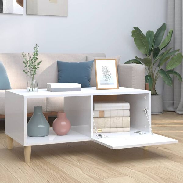 vidaXL Couchtisch Hochglanz-Wei&szlig; 89,5x50x40 cm Holzwerkstoff