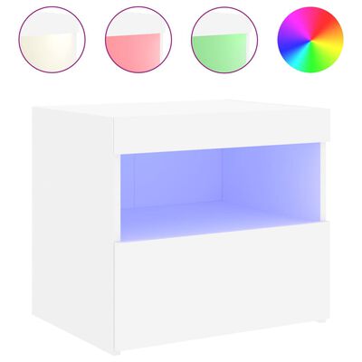 vidaXL Nachttische mit LED-Leuchten 2 Stk. Weiß 50x40x45 cm