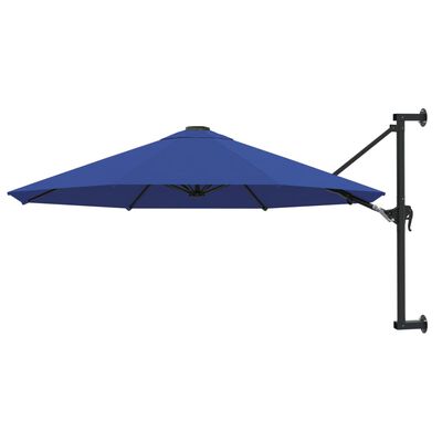 vidaXL Sonnenschirm zur Wandmontage mit Metall-Mast 300 cm Blau