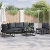 vidaXL Gartensofa-set mit Kissen 6 pcs Schwarz Aluminium
