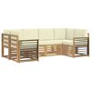vidaXL Ecksofa Set mit Kissen 6 pcs Wei&szlig; und Creme Polyester