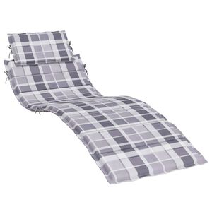 vidaXL Sonnenliegen-Auflage Grau Karomuster 186x58x4 cm Oxford-Gewebe