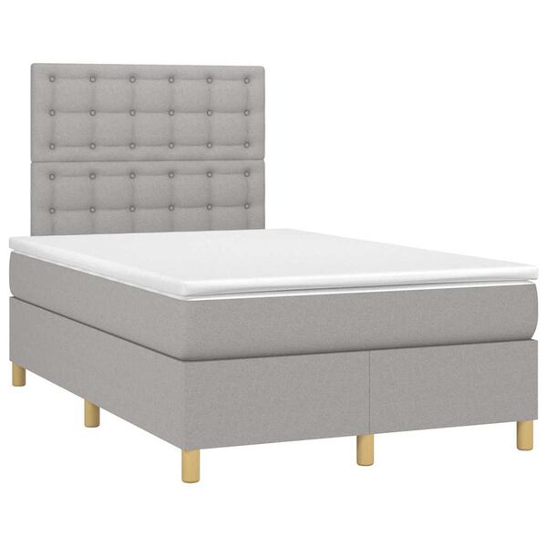 vidaXL Boxspringbett mit Matratze Hellgrau 120x190 cm Stoff