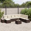 vidaXL Garten-Sofa-Set mit Kissen 8 pcs Braun und Creme Poly-Rattan