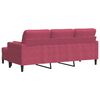 vidaXL 3-Sitzer-Sofa mit Hocker Weinrot 180 cm Samt