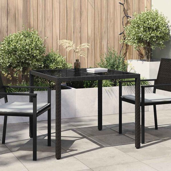 vidaXL Garten-Esstisch Schwarz 90 x 90 x 75 cm Poly-Rattan
