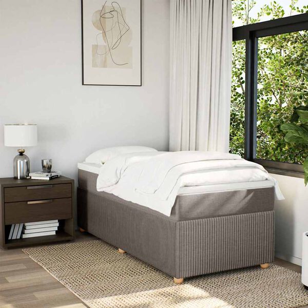 vidaXL Boxspringbett mit Matratze Taupe 90x200 cm Stoff