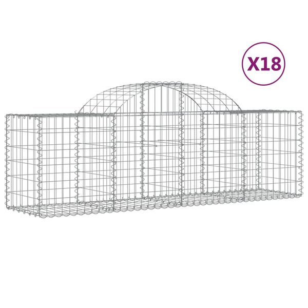 vidaXL Gabionen mit Hochbogen 18 Stk. 200x50x60/80 cm Verzinktes Eisen