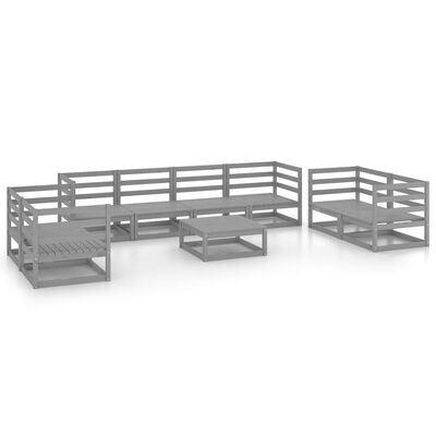 vidaXL 9-tlg. Garten-Lounge-Set Grau Massivholz Kiefer