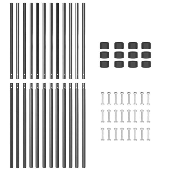 vidaXL Zaunpfosten 12 pcs Grau Pulverbeschichteter Stahl
