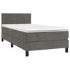 vidaXL Boxspringbett mit Matratze Dunkelgrau 90x200 cm Samt
