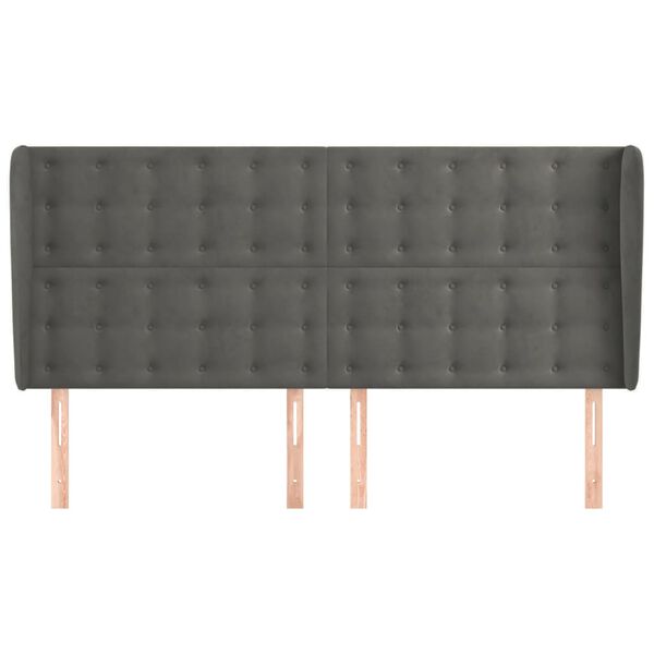 vidaXL Kopfteil mit Ohren Dunkelgrau 183x23x118/128 cm Samt