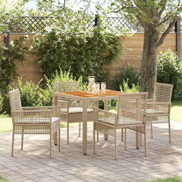 vidaXL Garten Essgruppe 5 pcs Beige Poly-Rattan
