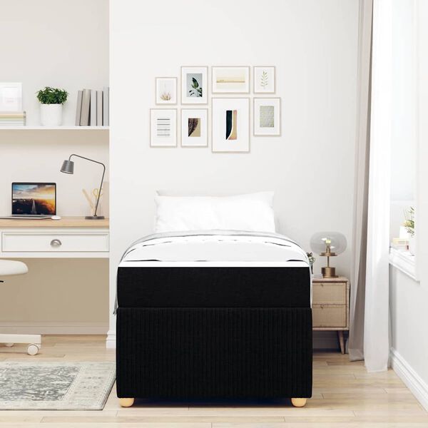 vidaXL Bettrahmen mit Matratze Schwarz 80 x 200 cm Stoff