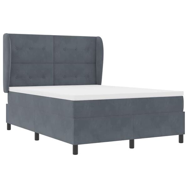 vidaXL Boxspringbett mit Matratze Dunkelgrau 200 x 140 cm Polyester