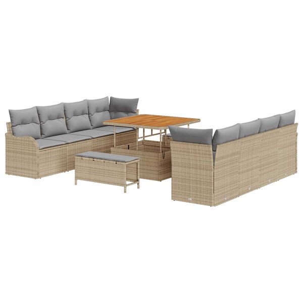 vidaXL Garten-Sofa-Set 11 pcs Beige Poly-Rattan
